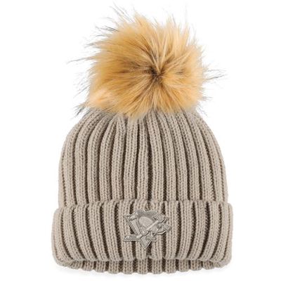 Women's WEAR by Erin Andrews Cream Pittsburgh Penguins Neutral Cuffed Knit Hat with Pom