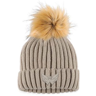 Women's WEAR by Erin Andrews Cream Washington Capitals Neutral Cuffed Knit Hat with Pom