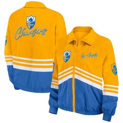 Women's WEAR by Erin Andrews Gold Los Angeles Chargers Vintage Throwback Windbreaker Full-Zip Jacket