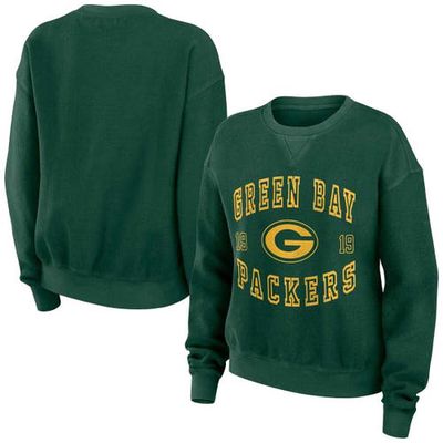 Women's WEAR by Erin Andrews Green Green Bay Packers Vintage Corduroy Pullover Sweatshirt