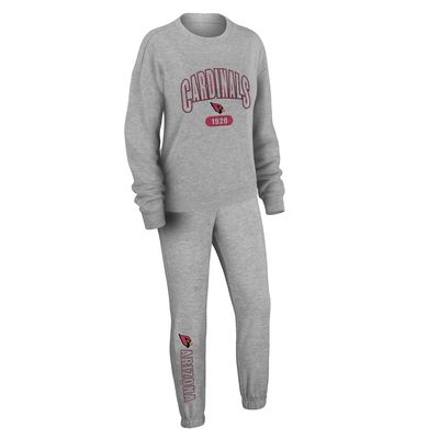 Women's WEAR by Erin Andrews Heather Gray Arizona Cardinals Knit Long Sleeve Tri-Blend T-Shirt & Pants Sleep Set