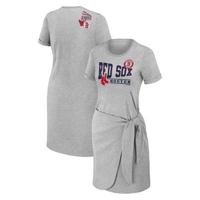 Women's WEAR by Erin Andrews Heather Gray Boston Red Sox Knotted T-Shirt Dress