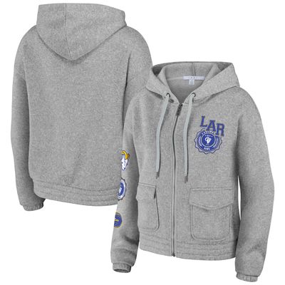 Women's WEAR by Erin Andrews Heather Gray Los Angeles Rams Full-Zip Hoodie