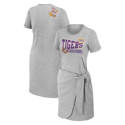 Women's WEAR by Erin Andrews Heather Gray LSU Tigers Knotted T-Shirt Dress
