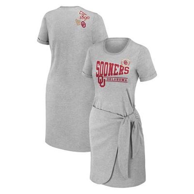 Women's WEAR by Erin Andrews Heather Gray Oklahoma Sooners Knotted T-Shirt Dress