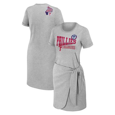Women's WEAR by Erin Andrews Heather Gray Philadelphia Phillies Knotted T-Shirt Dress