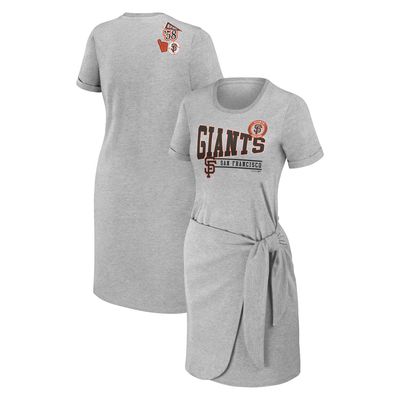 Women's WEAR by Erin Andrews Heather Gray San Francisco Giants Knotted T-Shirt Dress