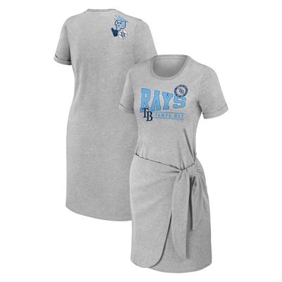 Women's WEAR by Erin Andrews Heather Gray Tampa Bay Rays Knotted T-Shirt Dress