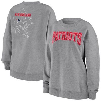 Women's WEAR by Erin Andrews Heathered Gray New England Patriots Pullover Sweatshirt in Heather Gray