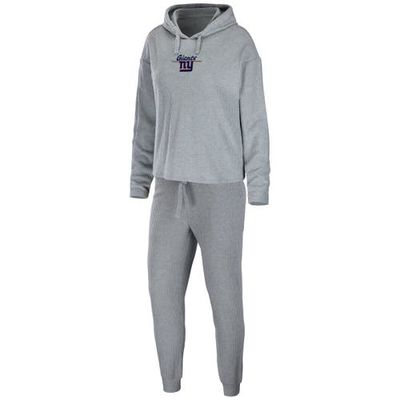 Women's WEAR by Erin Andrews Heathered Gray New York Giants Pullover Hoodie & Pants Lounge Set in Heather Gray