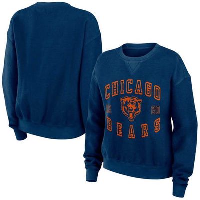 Women's WEAR by Erin Andrews Navy Chicago Bears Vintage Corduroy Pullover Sweatshirt
