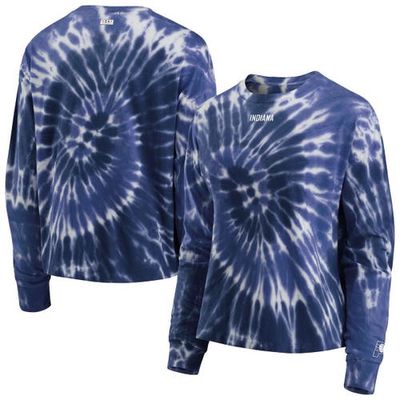 Women's WEAR by Erin Andrews Navy Indiana Pacers Tie-Dye Long Sleeve T-Shirt