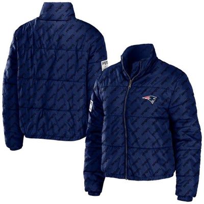 Women's WEAR by Erin Andrews Navy New England Patriots Puffer Full-Zip Jacket