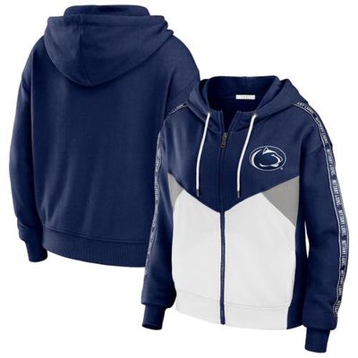 Women's WEAR by Erin Andrews Navy Penn State Nittany Lions Colorblock Full-Zip Hoodie Jacket