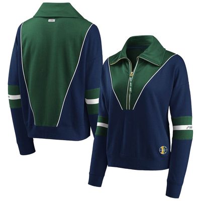 Women's WEAR by Erin Andrews Navy Utah Jazz Colorblocked Half-Zip Jacket