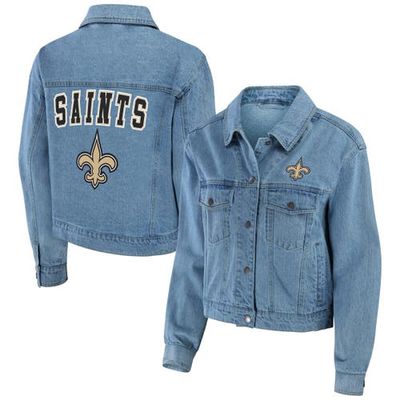 Women's WEAR by Erin Andrews New Orleans Saints Full-Snap Denim Jacket in Blue