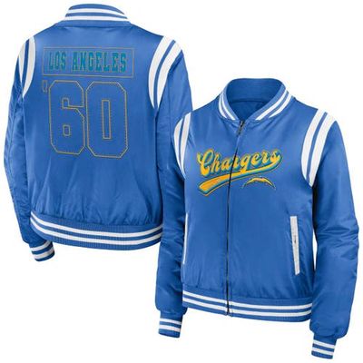 Women's WEAR by Erin Andrews Powder Blue Los Angeles Chargers Bomber Full-Zip Jacket