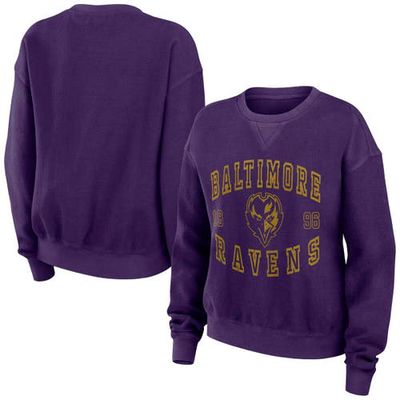 Women's WEAR by Erin Andrews Purple Baltimore Ravens Vintage Corduroy Pullover Sweatshirt