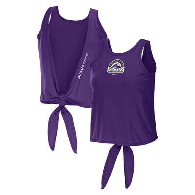 Women's WEAR by Erin Andrews Purple Colorado Rockies Open Back Twist Tie Tank Top