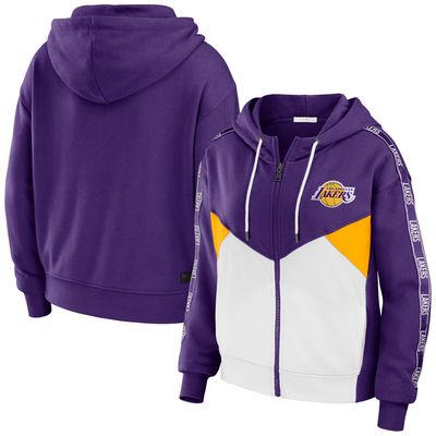 Women's WEAR by Erin Andrews Purple Los Angeles Lakers Color-Block Full-Zip Hoodie