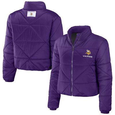 Women's WEAR by Erin Andrews Purple Minnesota Vikings Cropped Puffer Full-Zip Jacket
