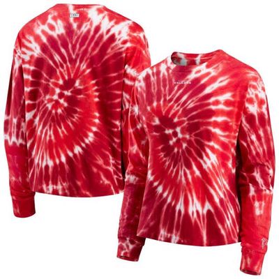Women's WEAR By Erin Andrews Red Atlanta Falcons Tie-Dye Long Sleeve T-Shirt