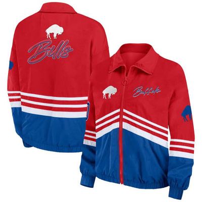 Women's WEAR by Erin Andrews Red Buffalo Bills Vintage Throwback Windbreaker Full-Zip Jacket