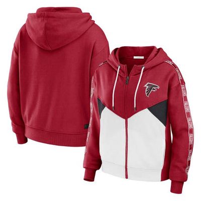 Women's WEAR by Erin Andrews Red/White Atlanta Falcons Plus Size Color Block Full-Zip Hoodie