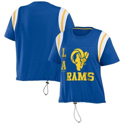 Women's WEAR by Erin Andrews Royal Los Angeles Rams Cinched Colorblock T-Shirt