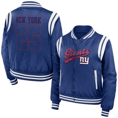 Women's WEAR by Erin Andrews Royal New York Giants Bomber Full-Zip Jacket