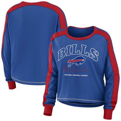 Women's WEAR by Erin Andrews Royal/Red Buffalo Bills Color Block Long Sleeve T-Shirt