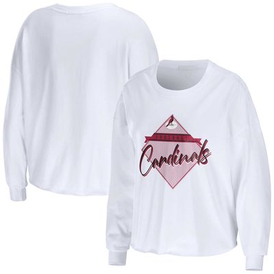 Women's WEAR by Erin Andrews White Arizona Cardinals Domestic Cropped Long Sleeve T-Shirt