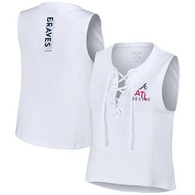 Women's WEAR by Erin Andrews White Atlanta Braves Lace-Up Tank Top