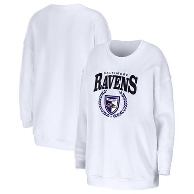 Women's WEAR by Erin Andrews White Baltimore Ravens Oversized Pullover Sweatshirt
