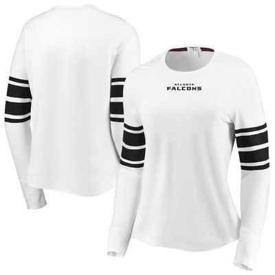 Women's WEAR by Erin Andrews White/Black Atlanta Falcons Plus Size Snap Cuff Tri-Blend Long Sleeve T-Shirt