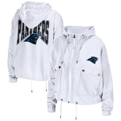 Women's WEAR by Erin Andrews White Carolina Panthers Full-Zip Lightweight Windbreaker