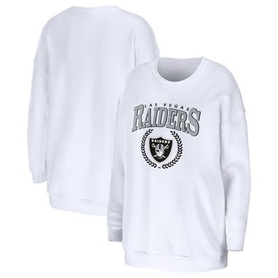 Women's WEAR by Erin Andrews White Las Vegas Raiders Oversized Pullover Sweatshirt