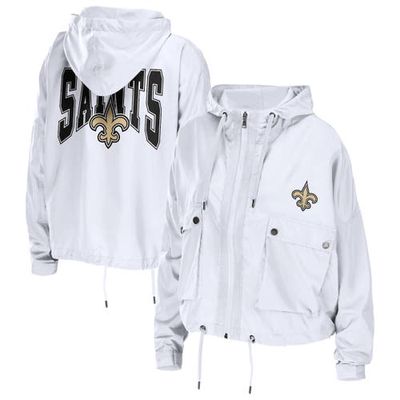 Women's WEAR by Erin Andrews White New Orleans Saints Full-Zip Lightweight Windbreaker