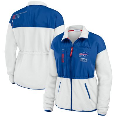 Women's WEAR by Erin Andrews White/Royal Buffalo Bills Color-Block Polar Fleece Full-Zip Jacket