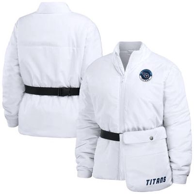 Women's WEAR by Erin Andrews White Tennessee Titans Packaway Full-Zip Puffer Jacket