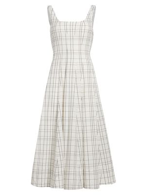 Women's Wells Windowpane Midi-Dress - Ivory Plaid - Size 6