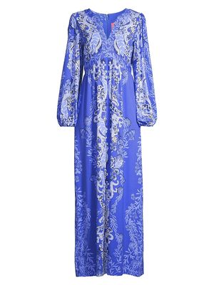 Women's Wexlee Balloon-Sleeve Maxi Dress - Alba Blue - Size 2