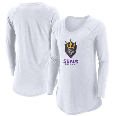 Women's White San Diego Seals Primary Logo Tri-Blend Long Sleeve T-Shirt
