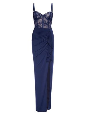 Women's Willow Bustier Draped Gown - Deep Sea - Size Small