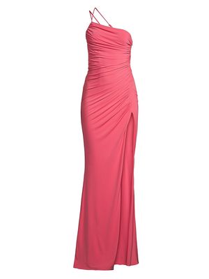 Women's Winnipeg One-Shoulder Ruched Gown - Coral - Size Medium