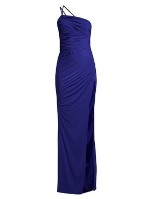 Women's Winnipeg One-Shoulder Ruched Gown - Royal Sapphire - Size Medium