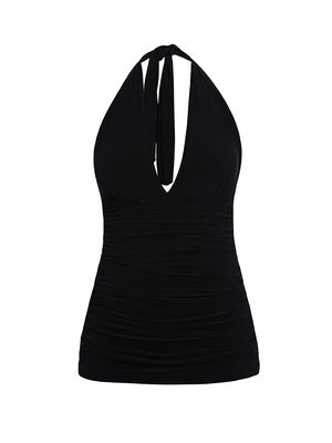 Women's Yvonne Ruched V-Neck Swimdress - Black - Size 16W - Black - Size 16W