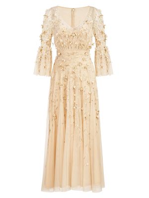 Women's Zolene Tulle Embellished Midi Dress - Champagne - Size 2