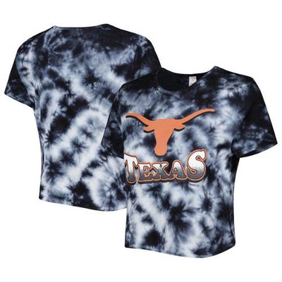 Women's ZooZatz Black Texas Longhorns Cloud-Dye Cropped T-Shirt