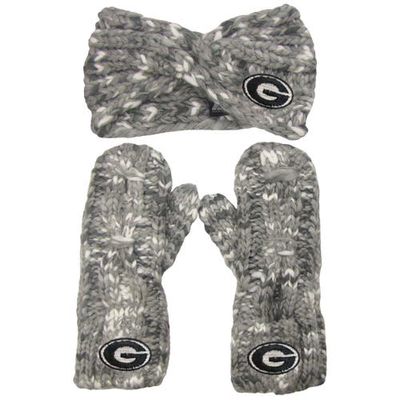 Women's ZooZatz Georgia Bulldogs Logo Marled Headband and Mitten Set in Gray